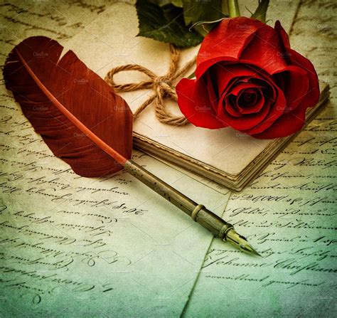 Red Rose And Old Love Letters Raindrops And Roses Book Flowers Old