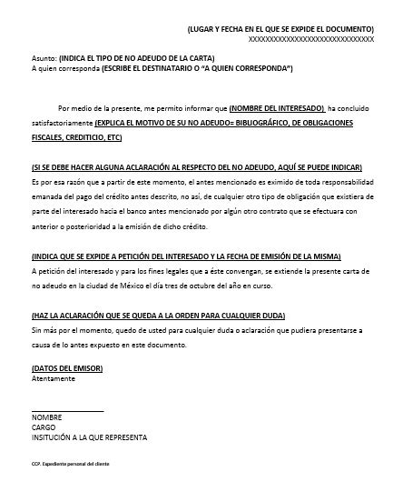 Carta De No Adeudo Ejemplos Y Formatos Word PDF