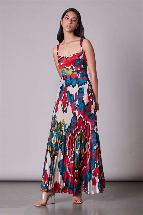 Buy Saaksha And Kinni Multi Color Ikat Print Maxi Dress Online Aza Fashions