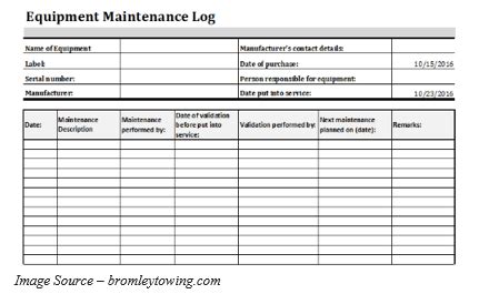 Choosing a template with the right format and details for your company can help increase its efficiency immediately. Equipment Maintenance Log Template: 20+ Free Templates in Word, PDF and Excel Documents (With ...