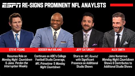 Espn Re Signs Prolific Group Of Analysts Super Bowl Champions Steve Young Booger Mcfarland And