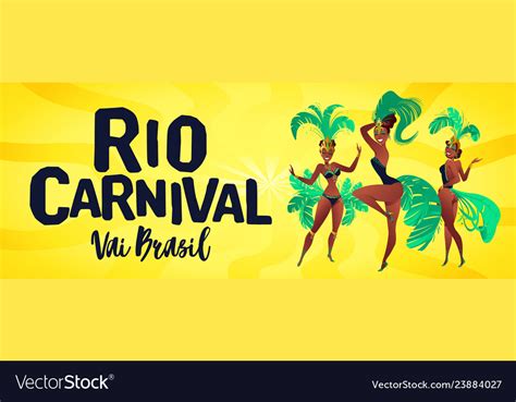 Brazilian Samba Banner Carnival In Rio De Janeiro Vector Image