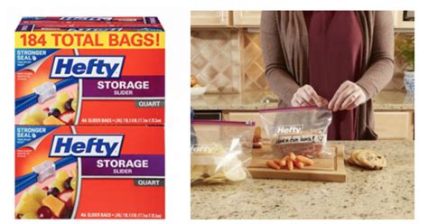 Hefty Slider Storage Bags Quart Size 4 Boxes 184 Count Just 1134
