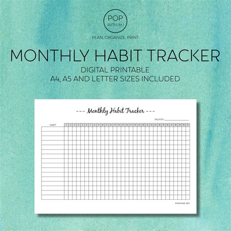 Habit Tracker Monthly Habit Tracker Daily Habit Tracker | Etsy | Habit tracker, Lettering 