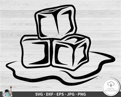 Melting Ice Cubes SVG Clip Art Cut File Silhouette Dxf Eps Png