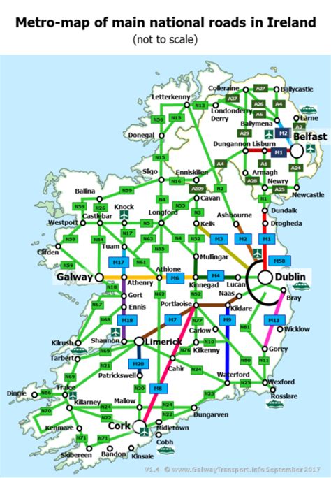 Schematic Transit Metro Style Map National Roads Irish Republic And Northern Ireland 480x693 
