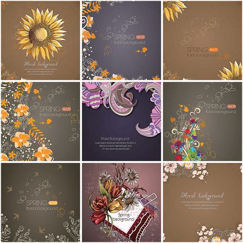 Floral Dark Backgrounds Free Set Vector Free Download