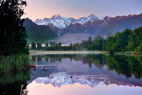 Tapeta Na Monitor Příroda Les Nebe Hory Reflexe Nový Zéland
