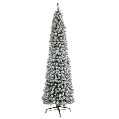 7 Ft Flocked Pencil Artificial Christmas Tree With 574 Bendable