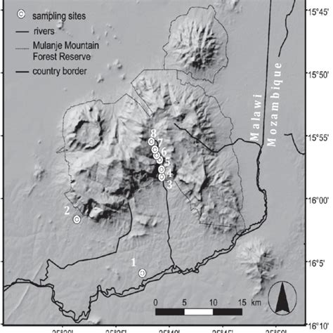 Shaded Relief Map Of The Study Area With Locations Of Sampling Sites