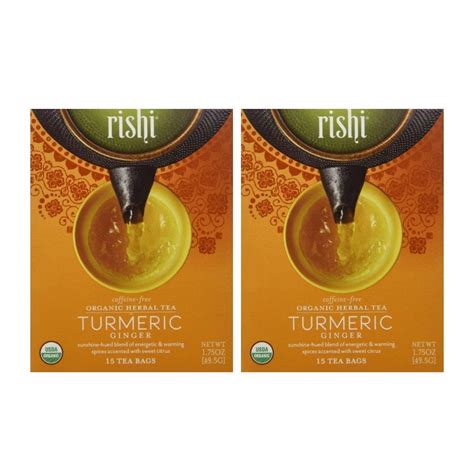Rishi Tea Organic Herbal Tea Caffeine Free Turmeric Ginger 15 Tea