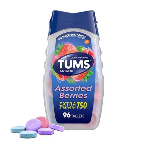 Tums Extra Strength 750 Assorted Berries Chewable Antacid Tablets 96