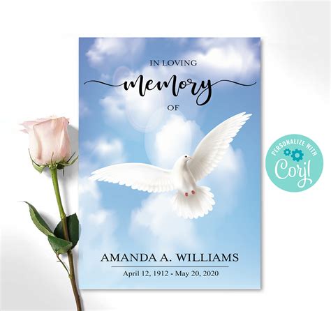 Design And Templates Dove Funeral Program Template Blue Sky Funeral