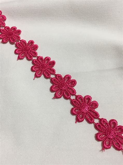 NEW COLOR Small Embroidered Lace Daisies Hot Pink Flowers Etsy