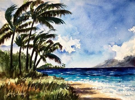 Maui Beach Day Watercolor Painting