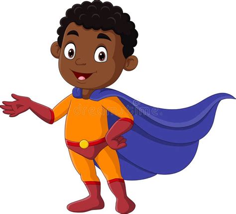 Cartoon African Superhero Boy Posing Stock Vector Illustration Of