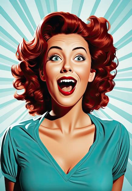 Premium Ai Image Vintage Pop Art Girl With 1950s Style Glasses Laughing 1950s Style Retro