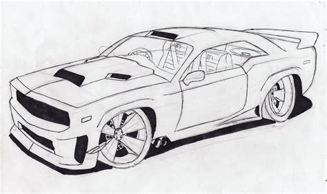 Josiahs Drawings How To Draw A Muscle Car Car Drawings Cars