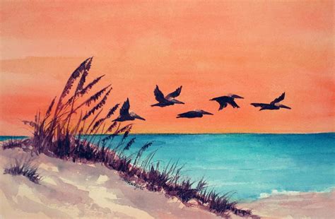 Pelicans Flying Low Painting By Suzanne Krueger Fine Art America