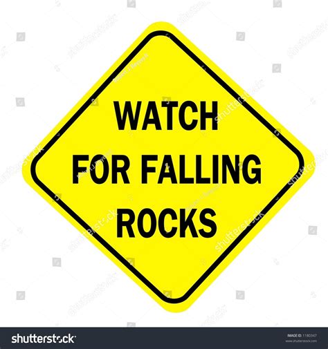 Yellow Diamond Watch For Falling Rocks Traffic Sign Isolated On A White