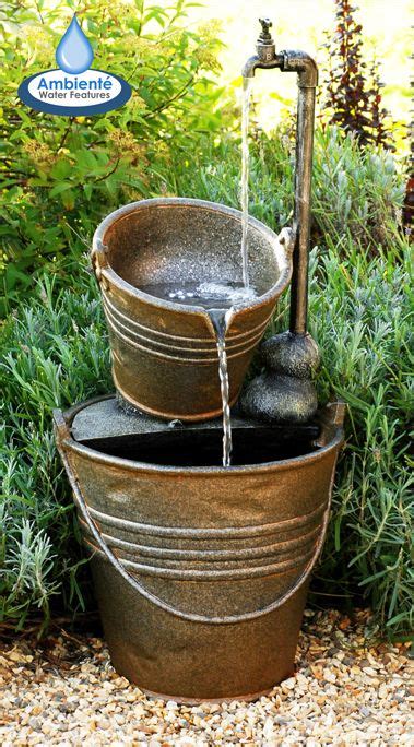 Suspended spigot garden bucket fountain / bucket pump water fountain | pump, buckets and an old. 76cm Tap and Bucket Water Feature with Lights by Ambienté ...