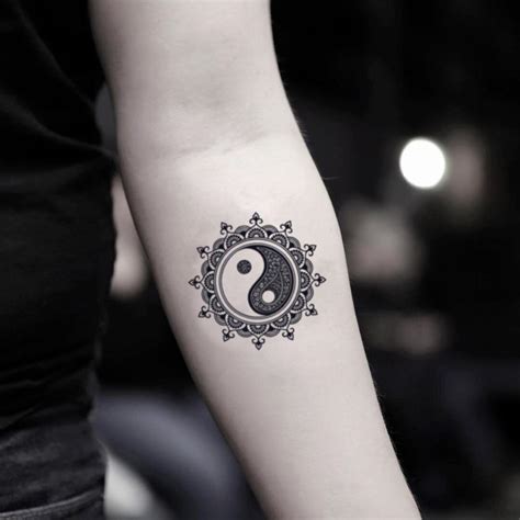 Stylish decor with photos & art. Mandala Yin Yang Temporary Tattoo Sticker - OhMyTat