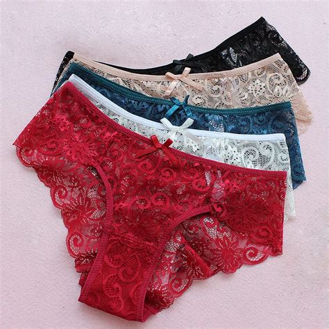 Vu093 Plus Size Transparent Panties Lace Sexy Women Underwear Low Rise