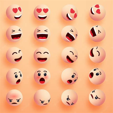 Premium Vector Smile Faces Happy Emoticons 3d Emoji Set Smiley Face