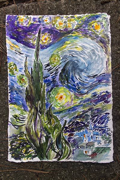 Watercolors After Vincent Van Gogh Starry Night Ginette Paints