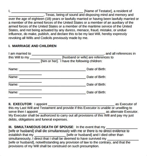 Printable and fillable last will and testament form download. FREE 8+ Sample Last Will and Testament Forms in PDF