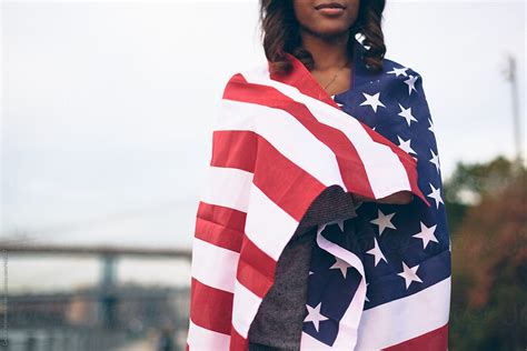 Beautiful Woman With American Flag Del Colaborador De Stocksy Vero