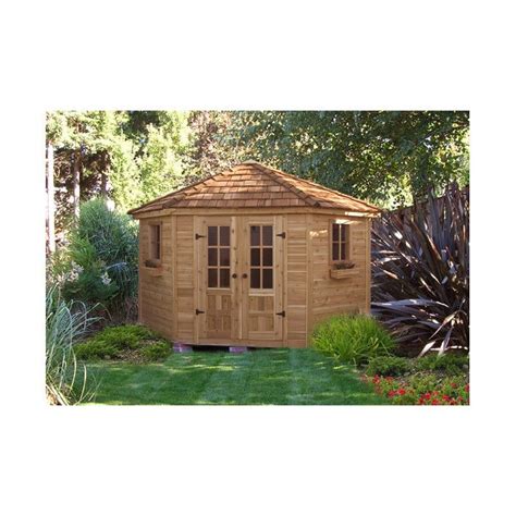 9 Ft W X 9ft D Penthouse Cedar Wood Garden Shed With French Doors