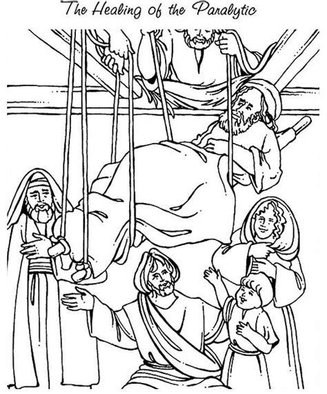 The Healing Of The Paralityc Is Miracles Of Jesus Coloring Page