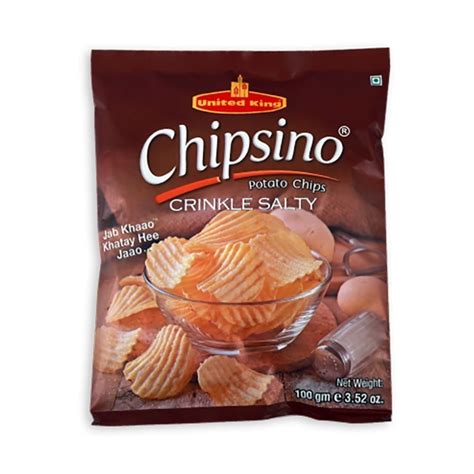 United King Chipsino Crinkle Salty Chips 100gm Egrocery