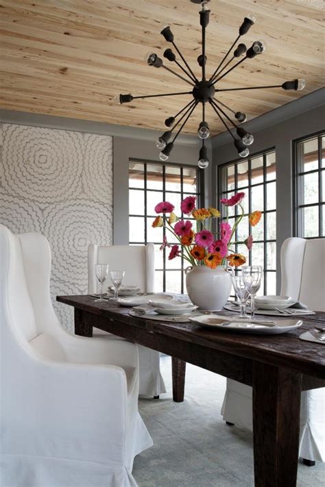 White Transitional Dining Room With Graphic Wallpaper Hgtv