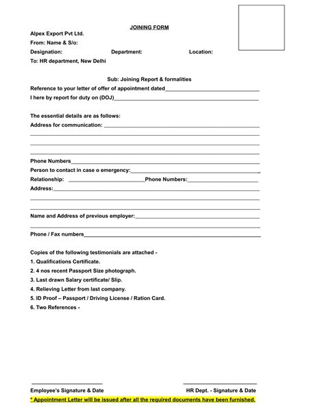 Free 14 Joining Report Forms In Pdf Ms Word