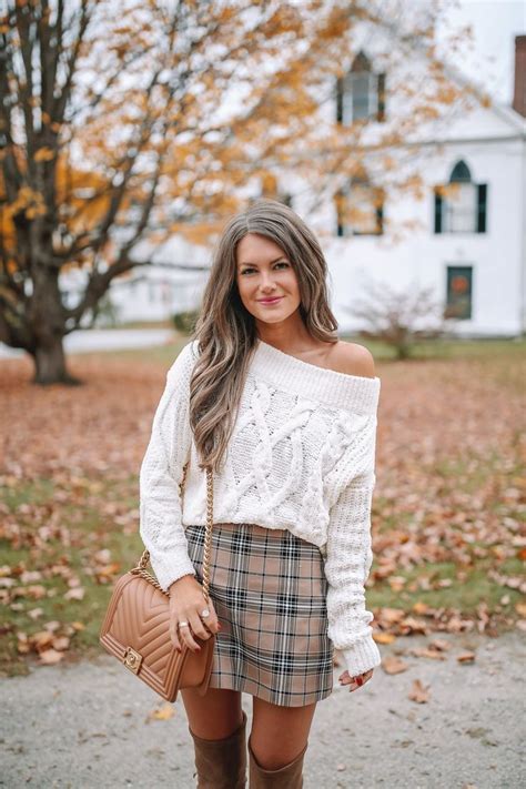 Plaid Skirt With Cable Knit Sweater Southern Curls And Pearls Autumn