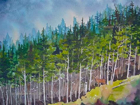 Gorgeous Pacific Northwest Nature Wildlife Deer Watercolor Painting By