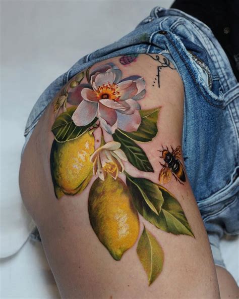 The extended surface is ideal for inking large, slender, and coiled designs with tattoos that run up the body, sometimes wrapping around the thigh to the. Lemons Hip Tattoo | Best tattoo design ideas