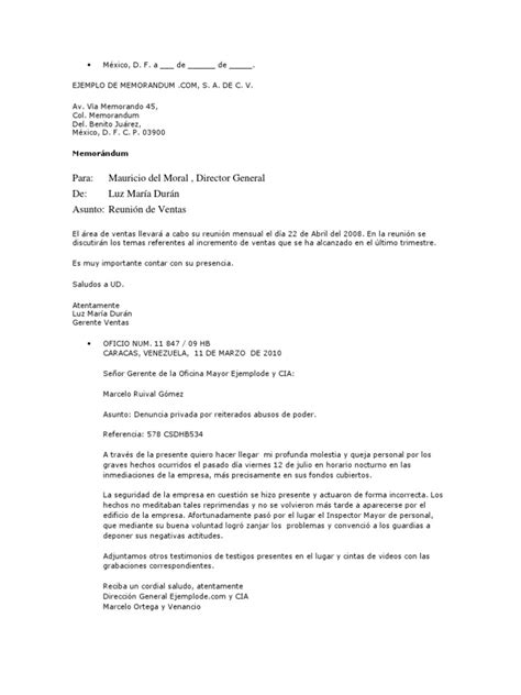 Ejemplos De Documentos De Redacción Administrativa Ciudad De México