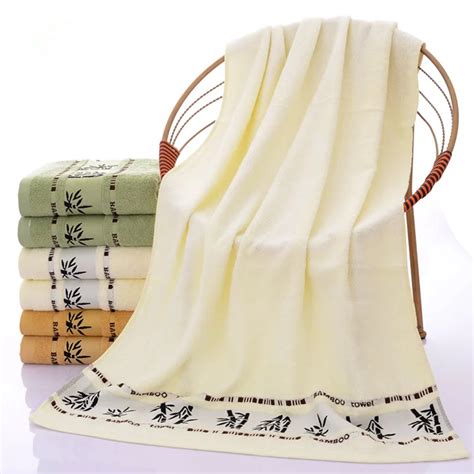 high quality soft bamboo fiber bath towel beige absorbent beach towel bamboo pattern bathroom