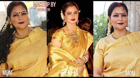 Rekha Actress Makeup Look On My Mom Makeup Tutorial Rekha By
