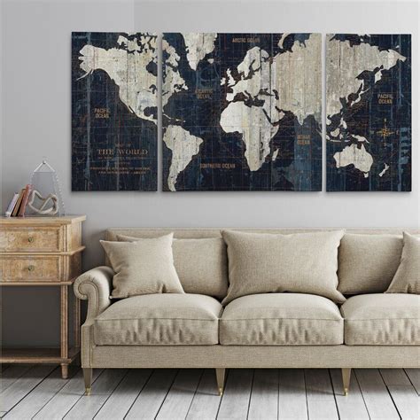 Ocean Eye I 3 Piece Picture Frame Print Set On Canvas World Map