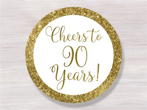 Cheers To 90 Years Cupcake Toppers 90th Birthday Favor Tags Etsy