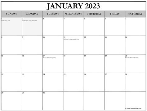 2023 Free Printable Calendar Canada Zohal