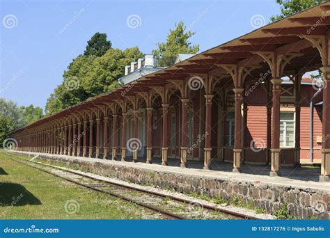 Platform Of Old Vintage Railway Station In Haapsalu Estonia Stock