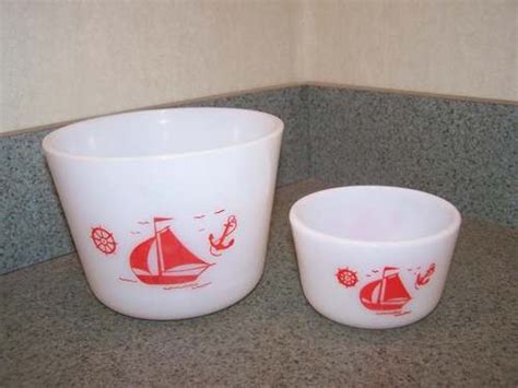 Vintage Mckee Milk Glass Bowls Red Sailboats Antique Price Guide