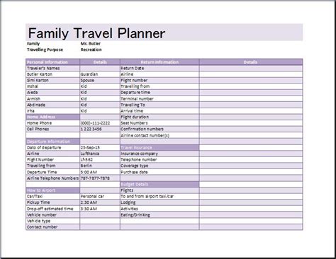 trip schedule template printable schedule template
