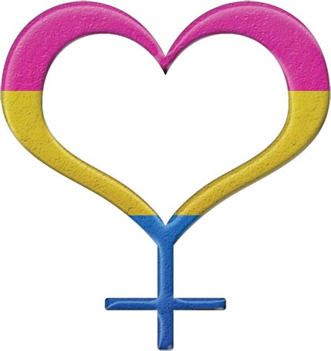 Pansexual Pride Heart Shaped Female Gender Symbol In Matching Pride Flag Colors Pansexual