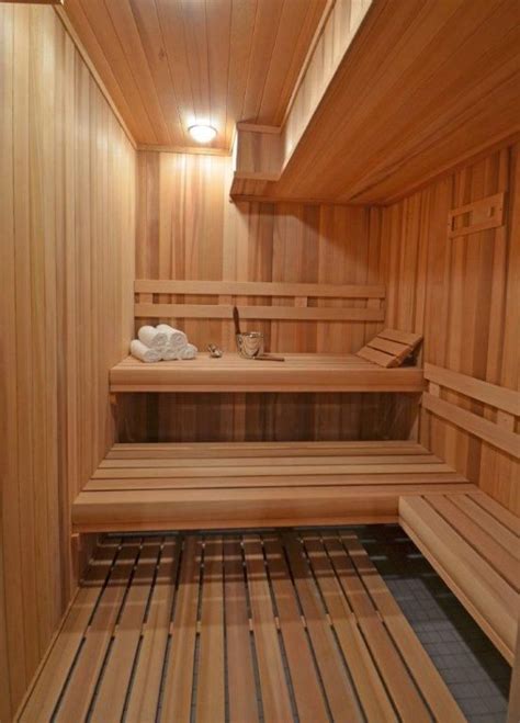 Beautiful Two Toned Wood Interior Of A Traditional Sauna With
